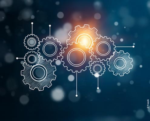 Zahnräder beschreiben, wie die KI in IT-Systemen eingebettet werden muss